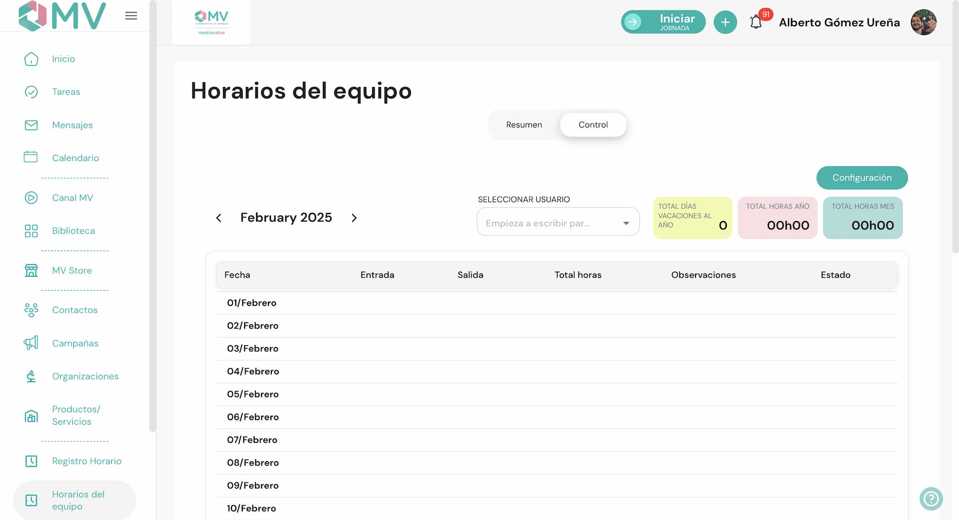 control horario